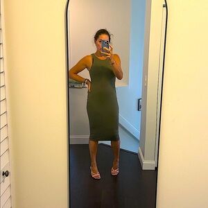 Good American Olive Green Bodycon Midi Dress